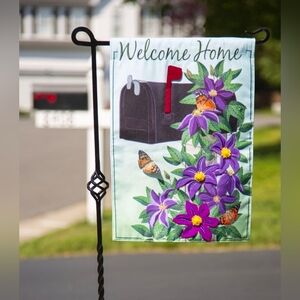 Evergreen Home Clematis Mailbox Garden Linen Flag 12.5 x 18 Inches In/ Out door